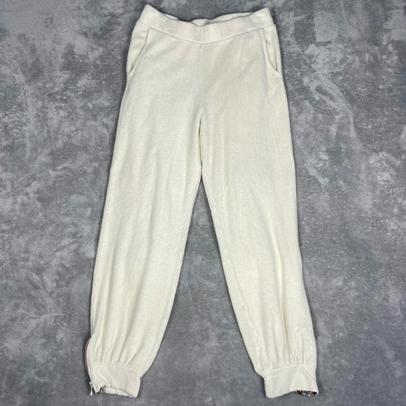 Anthropologie Sweatpants Womens Small Cream Sundry Faux Sherpa Ankle Zipper - Picture 4 of 11